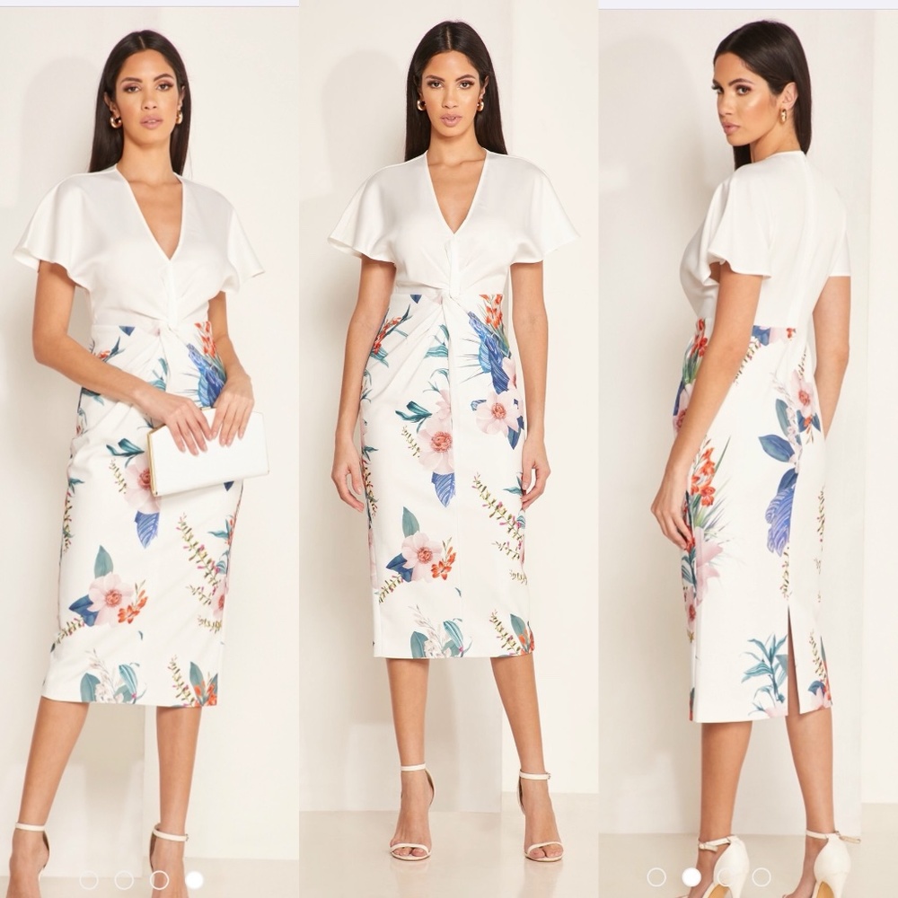 Ted baker Nerris twist front floral midi dress FINAL PRICE NO OFFER CONSIDERED